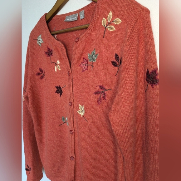 Croft & Barrow Embroidered Autumn Cardigan Sweater 🍂 - Picture 3 of 8
